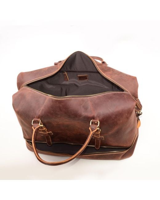 Touri Brown Genuine Leather Weekender With Outerwear Compartment for men