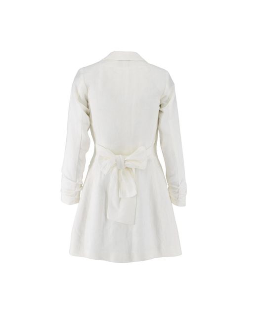 AVENUE No.29 White Linen Blazer Dress With Bow