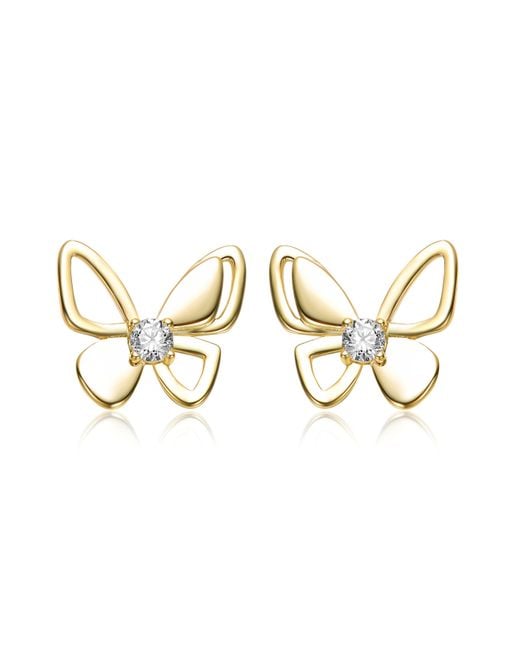 Genevive Jewelry Metallic Rachel Glauber Plated With Clear Cubic Zirconia Butterfly Stud Earrings