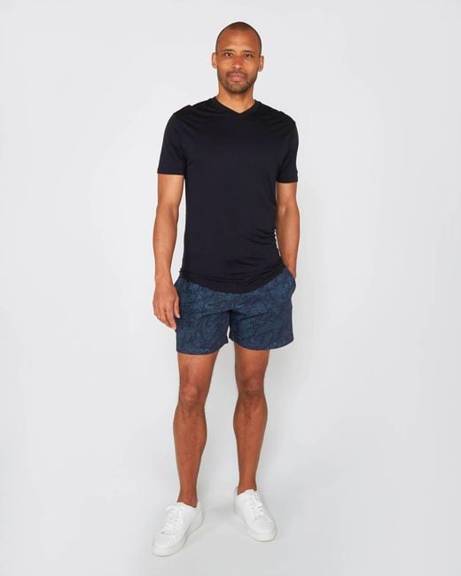 Lords of Harlech Blue Silus Paisley Romance Interlock Shorts for men
