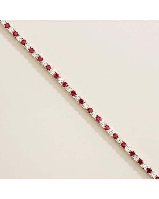 Juvetti Metallic Ciclo Ruby & Diamond Round Tennis Bracelet