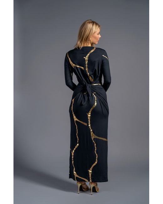 Esther Saadia Blue Charcoal Kintsugi Three Way Maxi