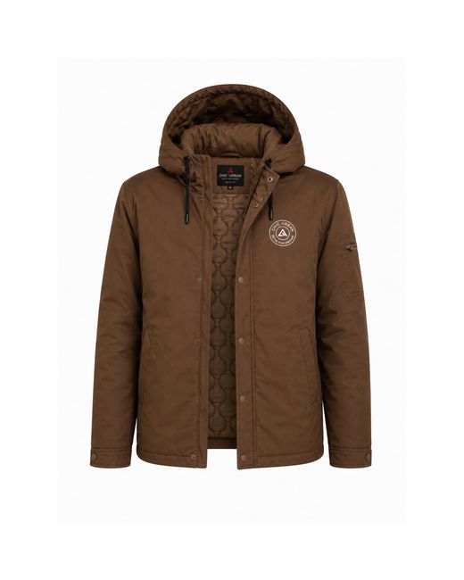 Chic Urban Brown Urban Drift Khaki Zip Hoodie for men