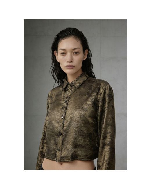 Monzlapur New York Green Burnt Cropped Shirt