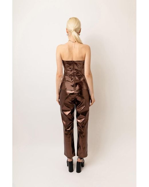 Amy Lynn Brown Lupe Mocha Metallic Trousers