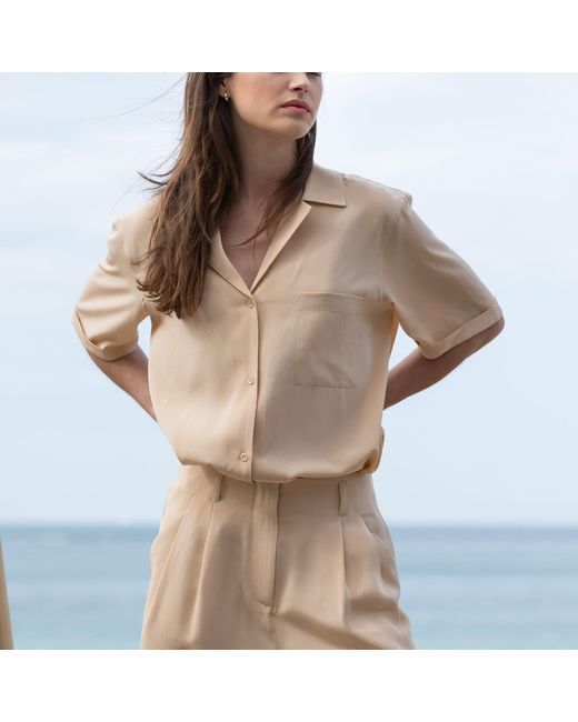 Bel Cashmere Natural Neutrals Noa Silk Shirt