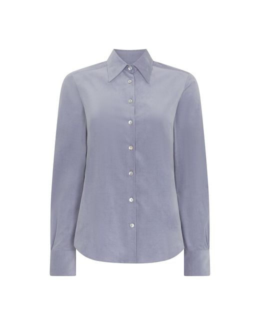 Really Wild Clothing Blue Spencer Stretch Corduroy Shirt