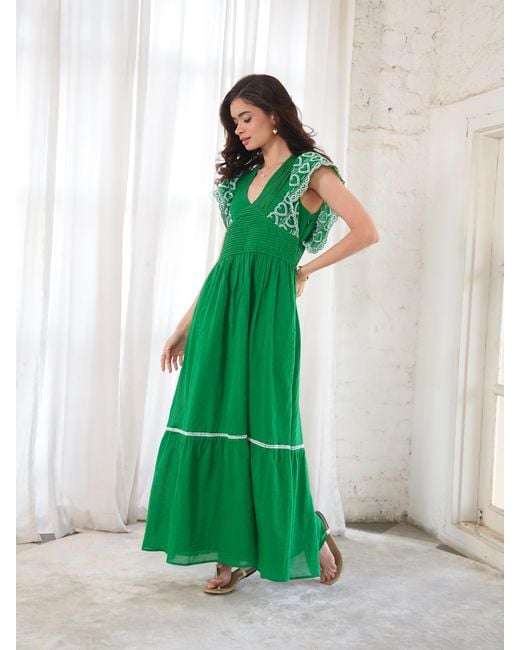 Rose & Nancy Green Eleanor Cotton Maxi Dress