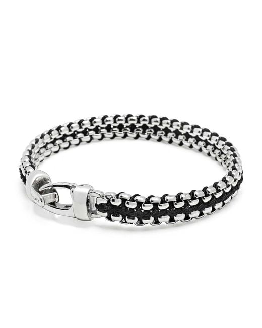 Nialaya Metallic Woven Box Chain Bracelet for men