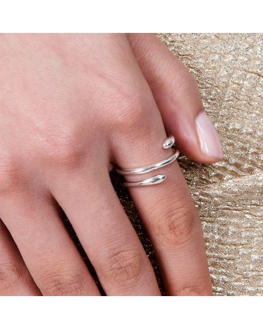 Lucy Quartermaine Metallic Sterling Coil Drop Ring