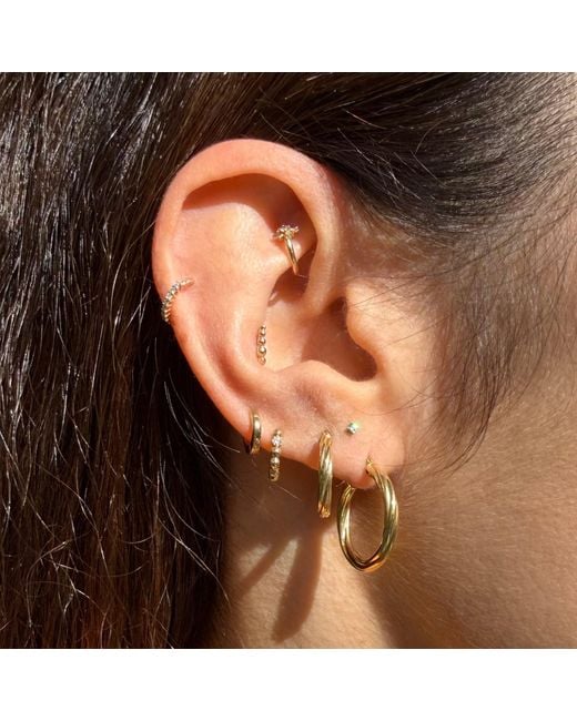 Zohreh Metallic Medium Twisted Hoop Earring Pair 9K