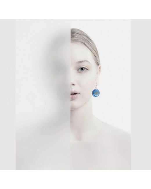 Laura Daili Blue Queen Anne's Lace Glass Earrings