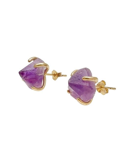 Farra Purple Amethyst Stone Stud Earrings