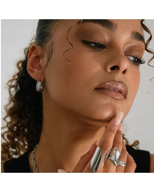 Mickey's Girl Metallic Mini Sparkling Baguette Hoops