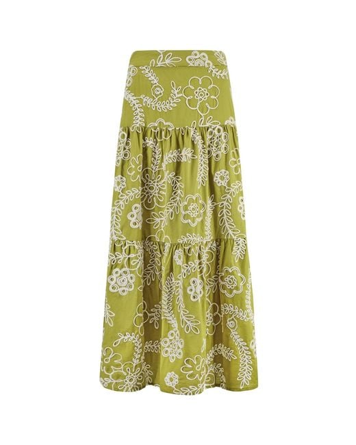 Traffic People Green Sandrine's Smile And Floral Serenity Maxi Skirt