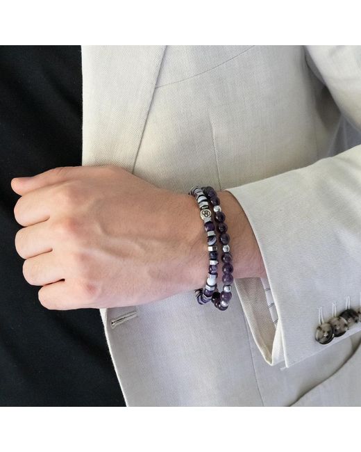Ebru Jewelry Metallic Agate Aura Bracelet for men