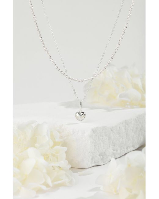 Classicharms Metallic 925 Sterling Carved Heart Pendant Necklace