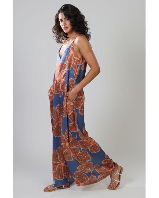 Traffic People Orange Full Bloom And Floral Ithaca Sleeveless Jumpsuit