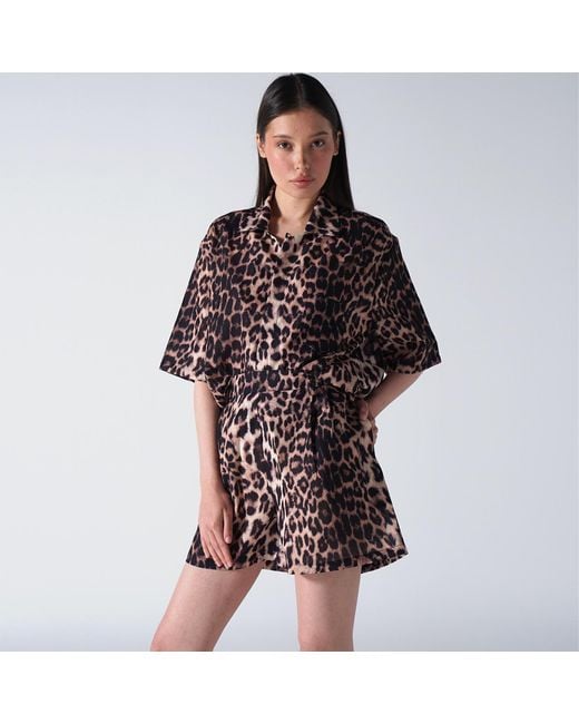 LOVEIST STORE Black Leopard Print Oversized Shirt