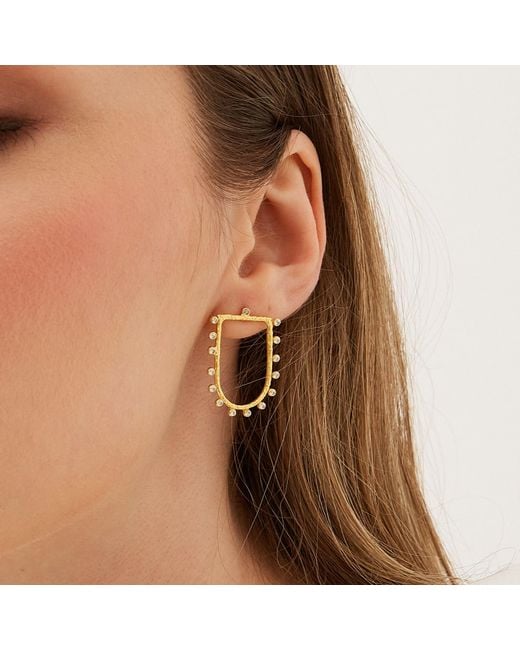 Spero London Metallic Sterling Shield Crown Natural Textured Earrings