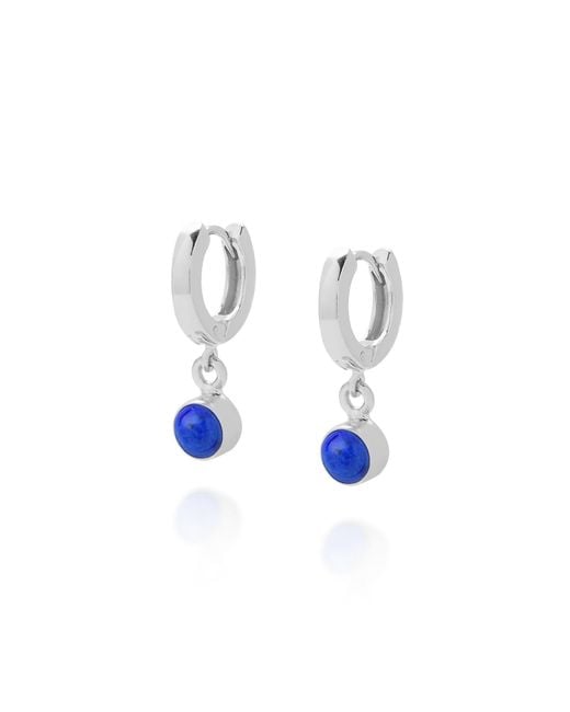 Nellou Jewellery Blue Gem Hoop Birthstone Earrings September Sterling