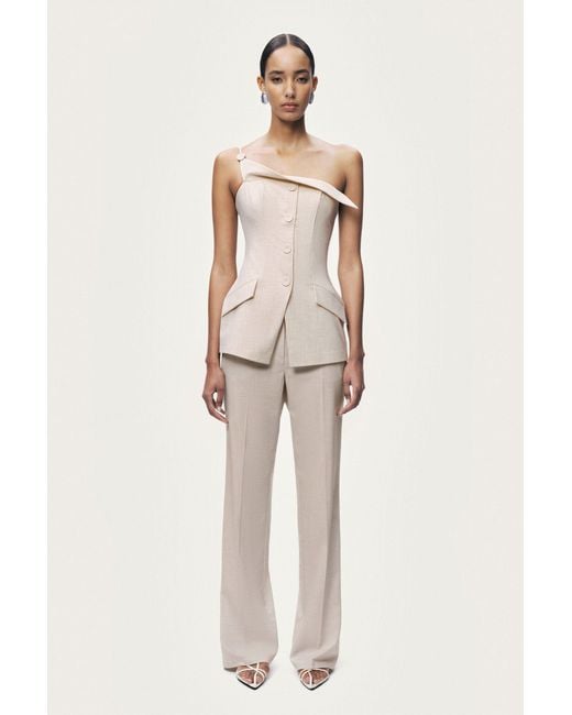Nocturne Natural Asymmetric One-Shoulder Blouse
