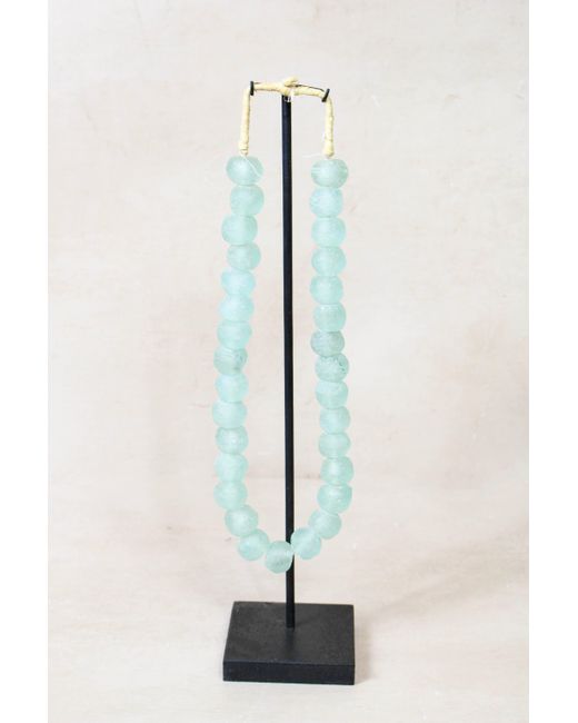 Botanical Boys Blue Ghana Glass Beads Necklace Light