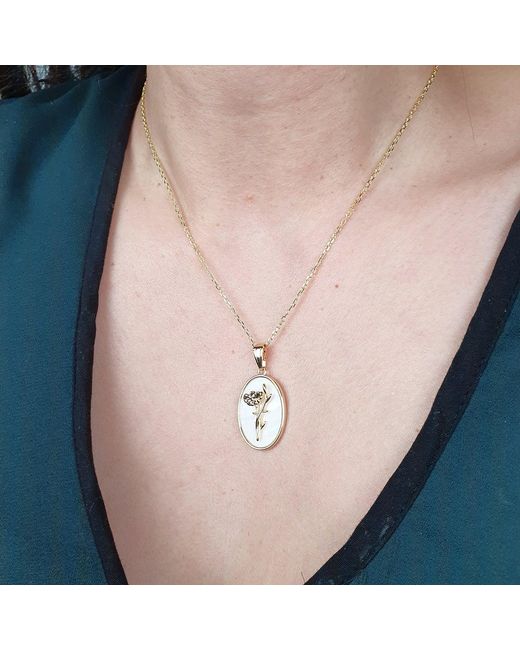 Harfi Metallic February Birth Flower Pearl Plated Necklace