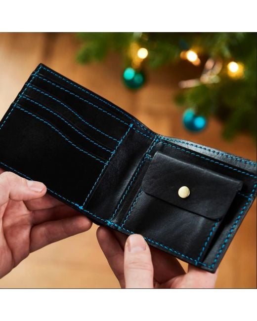 VIDA VIDA Black Leather Wallet With Contrast Stitch for men
