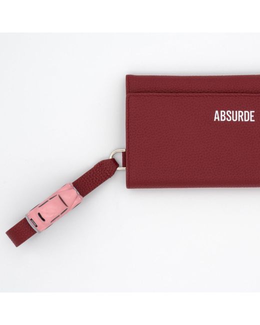 Absurde Red Parking Burgundy Leather Bifold Wallet