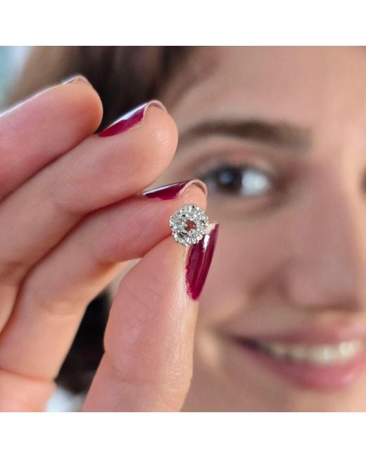 Harfi Metallic Garnet January Birthstone Carnation Birthflower Sterling Stud Earrings