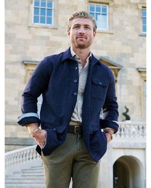 Koy Clothing Blue Wool Safari Jacket for men