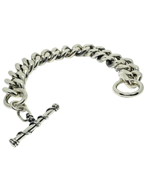 Tg-Jewellery by Tamara Gervasio Metallic Chunky Sterling Curb Chain Bracelet – Twisted T-Bar for men