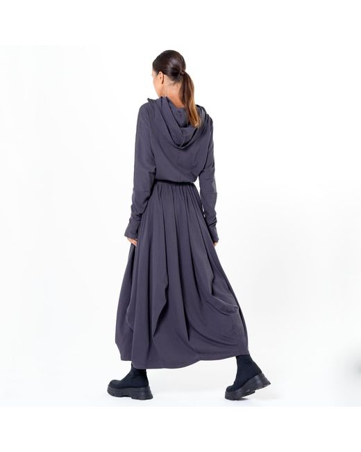 Metamorph Blue Hooded Midi Dress