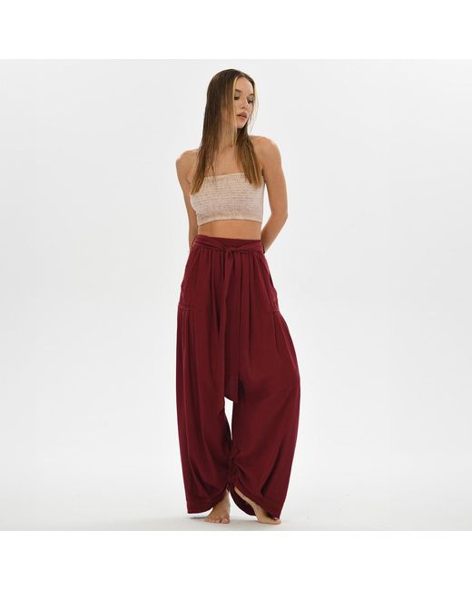 Zhenabia Red Boho Harem Pants