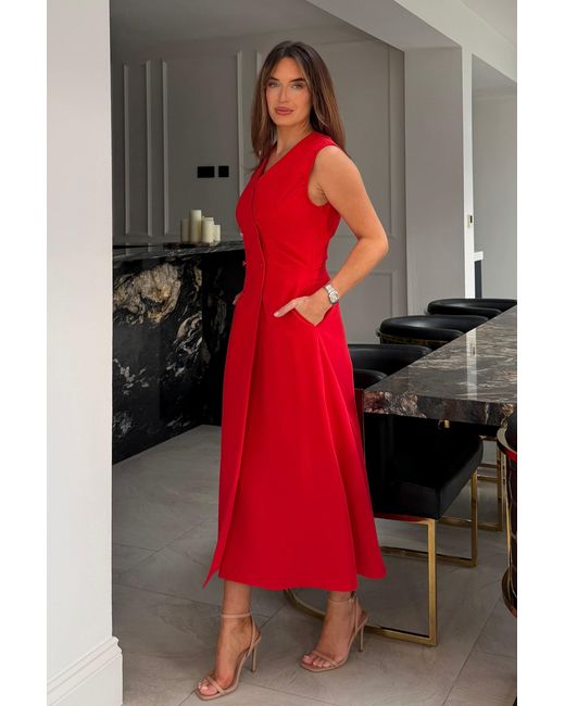 Girl In Mind Hazel Tailored Sleeveless Midi Dress