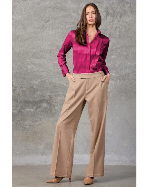 Madison / Savile Pink Wild Aster Regent Pleated Satin French Cuff Shirt