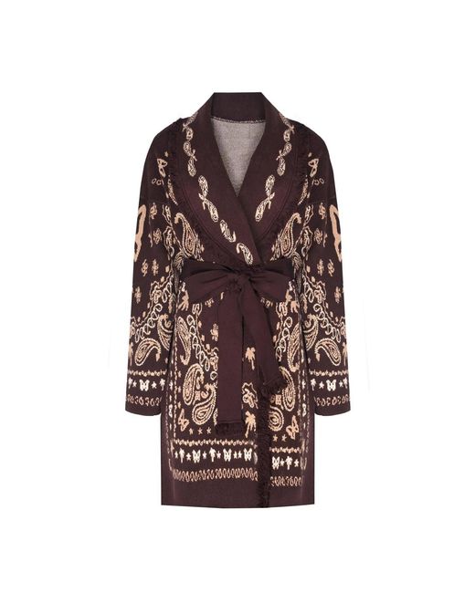 LOVEIST STORE Brown Caprica Jacquard Long Cardigan – Modern Boho Luxury Knit