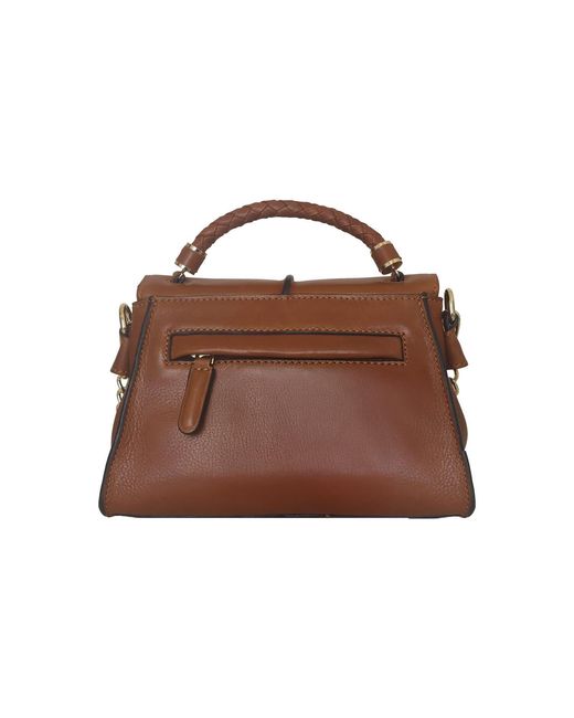 BELYSA Brown Flore, Cognac Leather Shoulder Bag