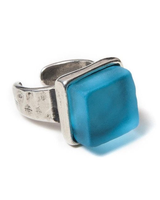 Smart Glass Jewelry Blue Recycled Gin Bottle Cube Ring Aqua