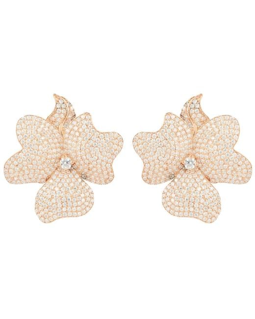 Latelita London Natural Rose Flower Large Stud Clip On Earrings Rosegold