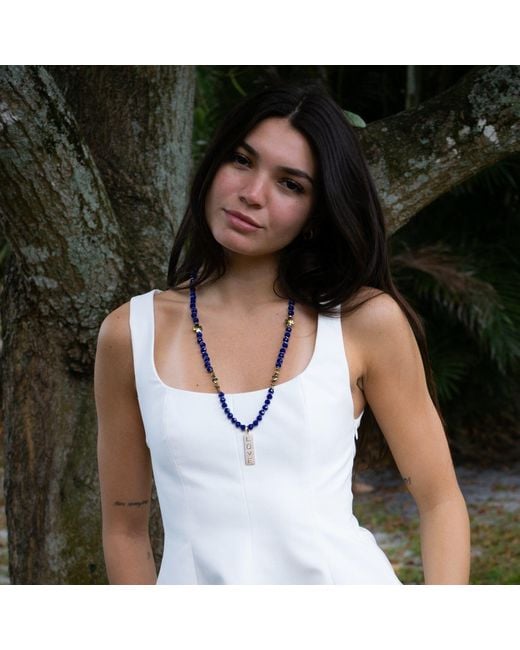 Ebru Jewelry Blue Forever Loved Pendant Beaded Necklace