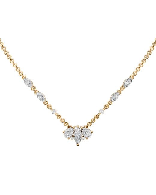 Aya Fine Jewelry Metallic Pear & Marquise Lab Diamond Station Necklace