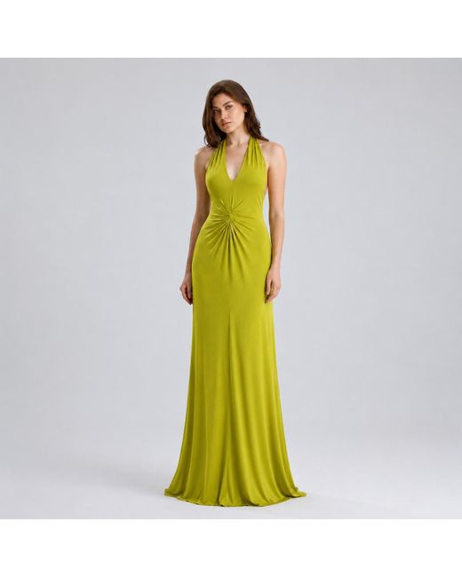 Maison De Gala Yellow Sienna Lime Halter Dress