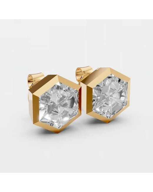 Aya Fine Jewelry Yellow Minimalist Hexagon Lab Diamond Earrings