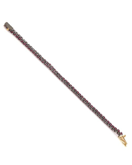 Artisan Multicolor 14k Gold In 925 Sterling Silver With Ruby Fixed And Flexible Bracelet Handmade Jewelry