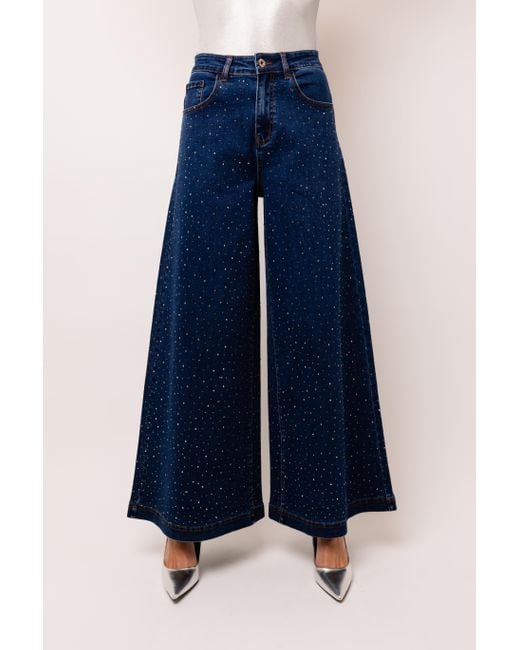 Amy Lynn Blue Demi Diamante Flare Jeans