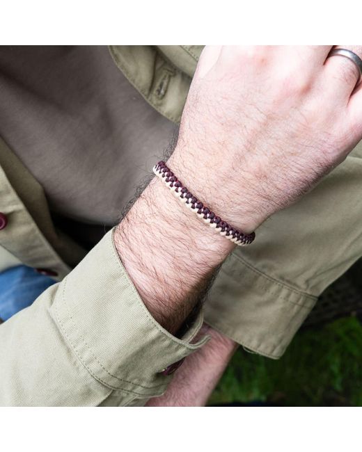 Harbour UK Bracelets Red Chunky Nautical Rope Bracelet – Wine & Cream Handmade for men