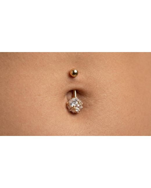 Zahav Jewelry Black 10K Solid Cz Belly Ring