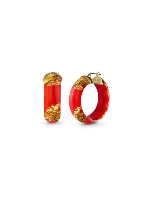 Gold & Honey Gold Leaf Huggies In Red